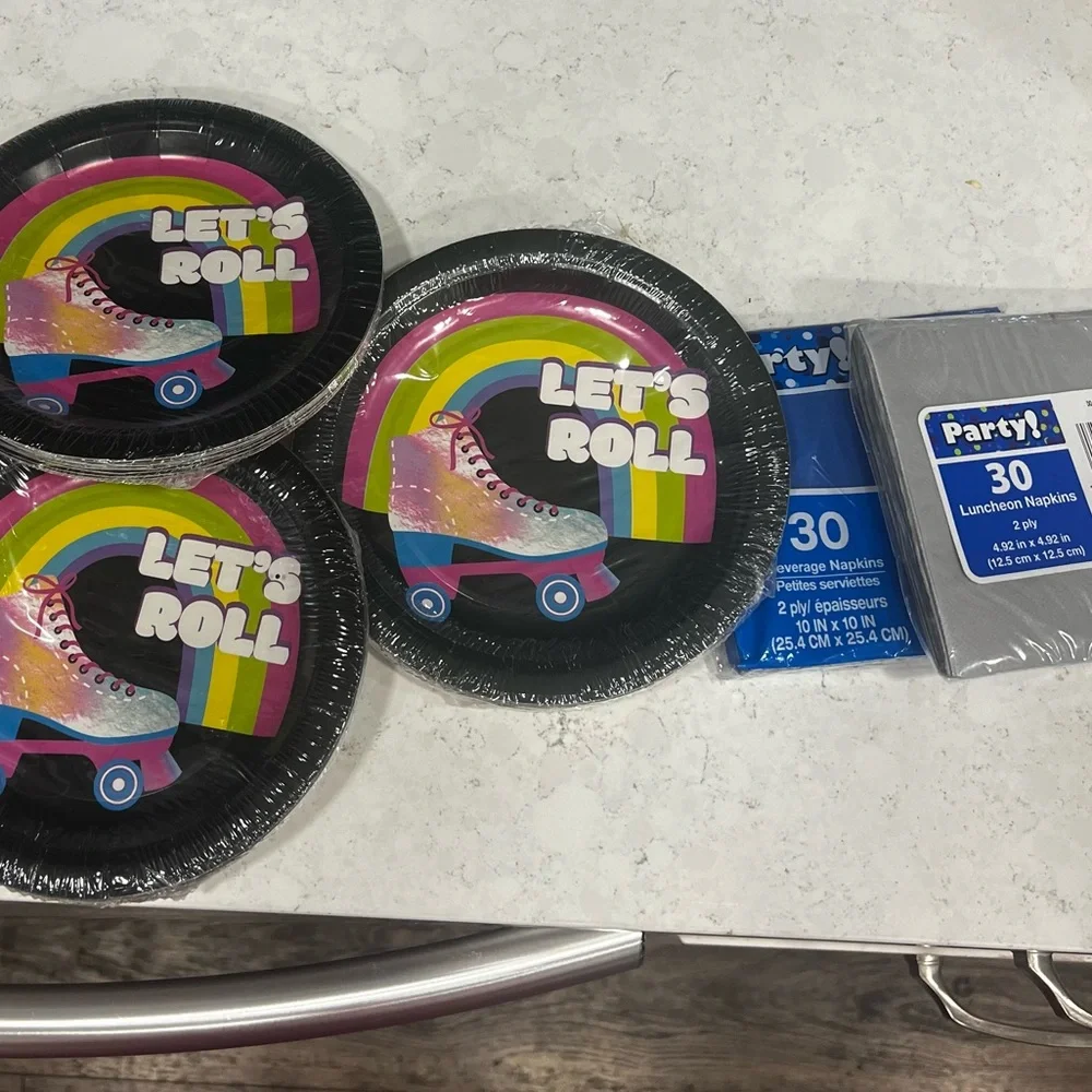 Roller Skate Party Plates and Napkins Set